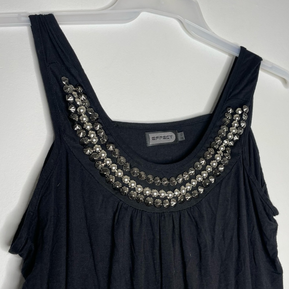 Effect Brand Black silver Studded tank top Poly/Cotton/Spandex Size Large - Picture 2 of 13